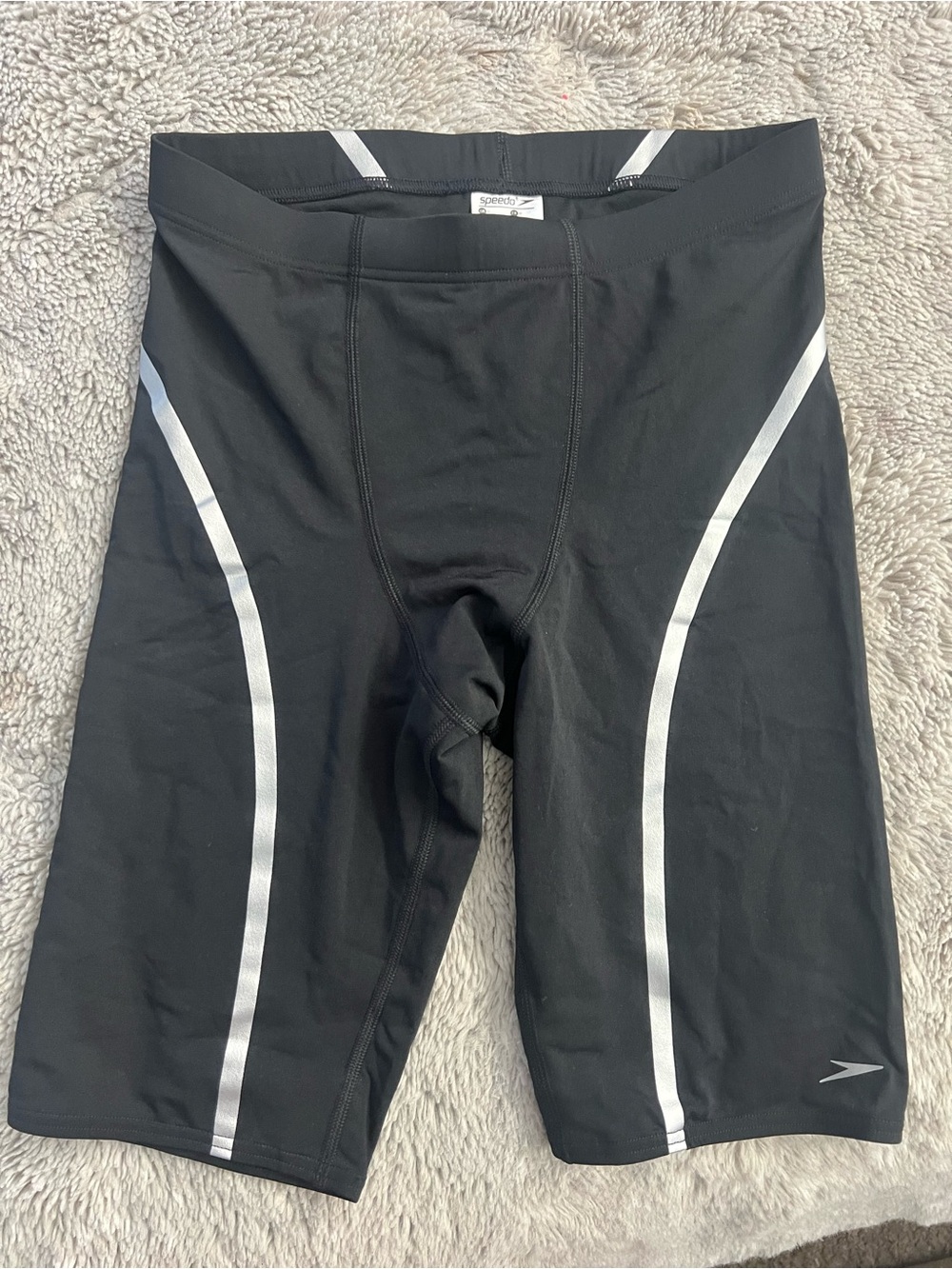 Speedo Black Men's Racing Jammer Shorts with Silver Stripes
